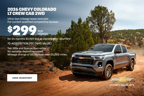 2026 Chevy Colorado LT Crew Cab 2WD. Ultra-low mileage lease example for qualified competitive le...